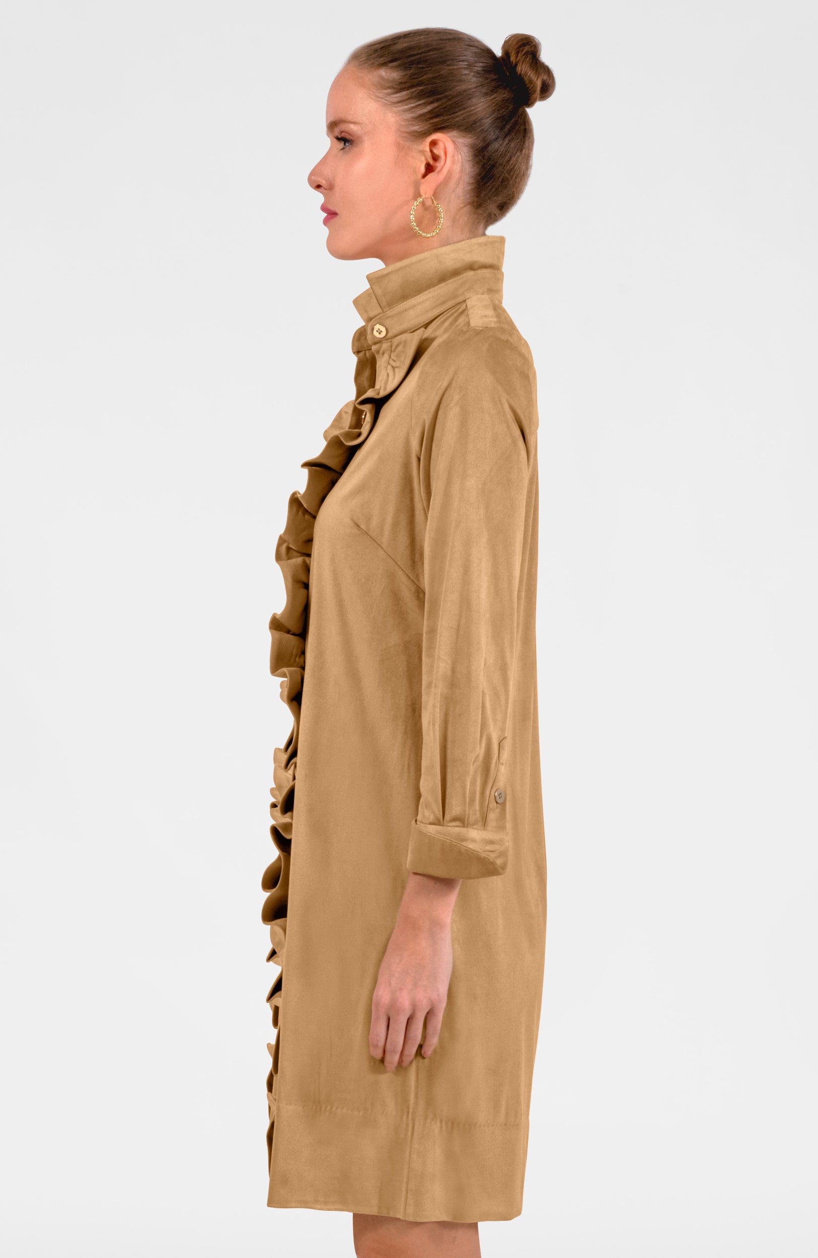 Ruffle Rumble Dress - Ultra Suede Khaki