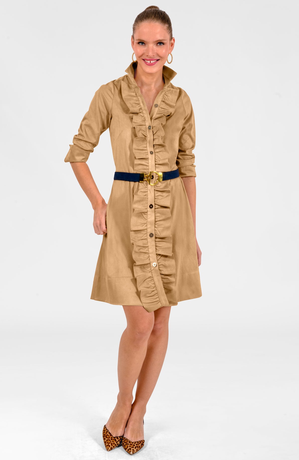 Ruffle Rumble Dress - Ultra Suede Khaki