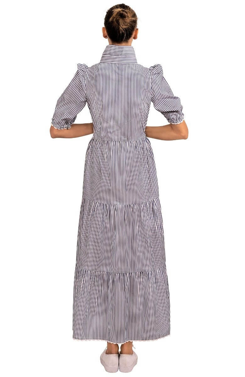 Wash / Wear Ric Rac Roc Midi/Maxi Dress - Pinstripe Navy