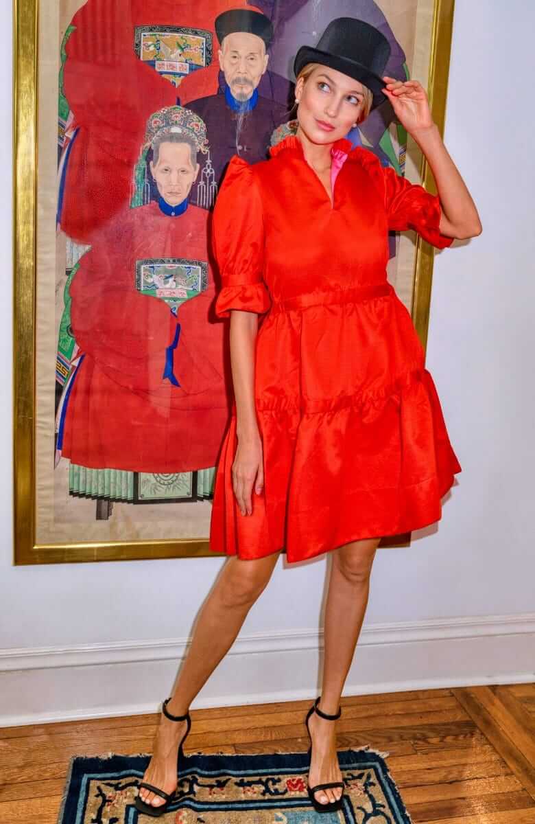 Teardrop Dress - Faille - Final Sale Crimson