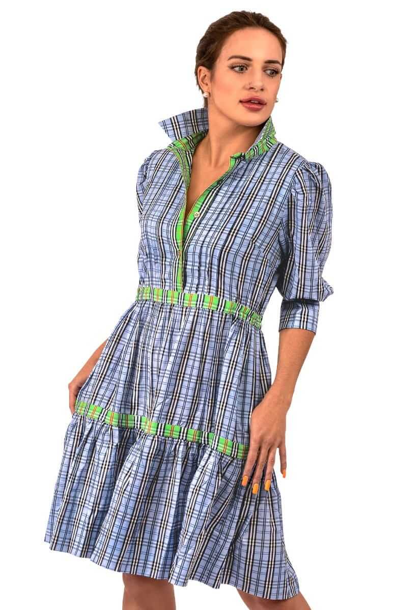 Damsel Dress Sunshine Plaid Periwinkli