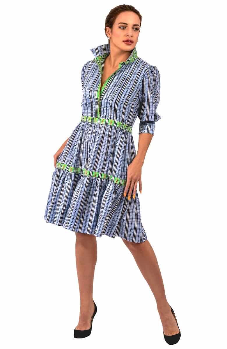 Damsel Dress Sunshine Plaid Periwinkli