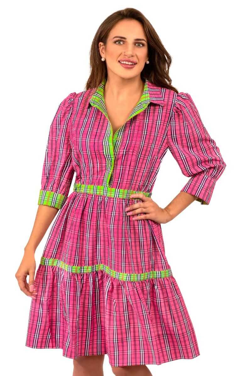 Damsel Dress Sunshine Plaid Pink