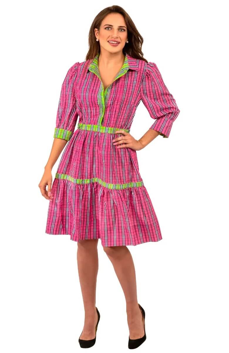 Damsel Dress Sunshine Plaid Pink