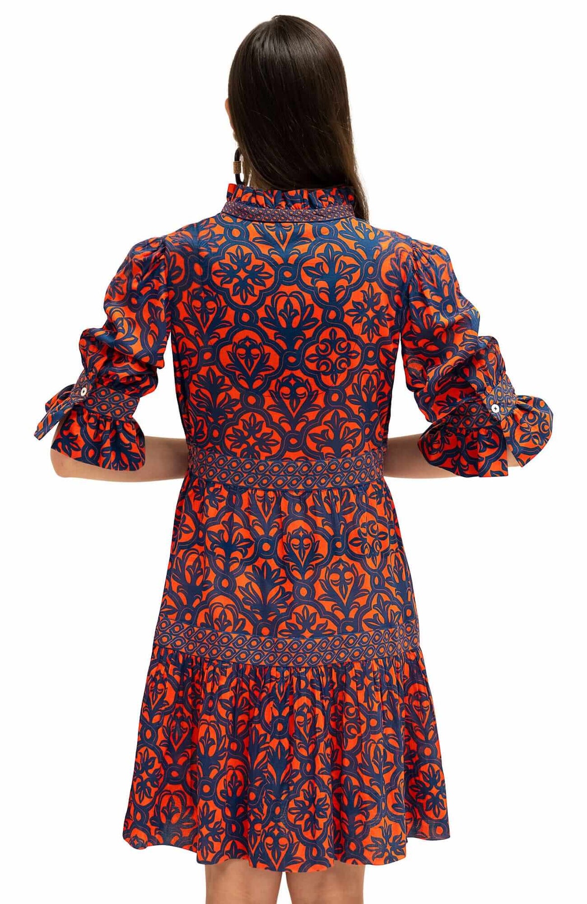 Cotton Teardrop Dress - Wall of Secrets - Final Sale Navy Red