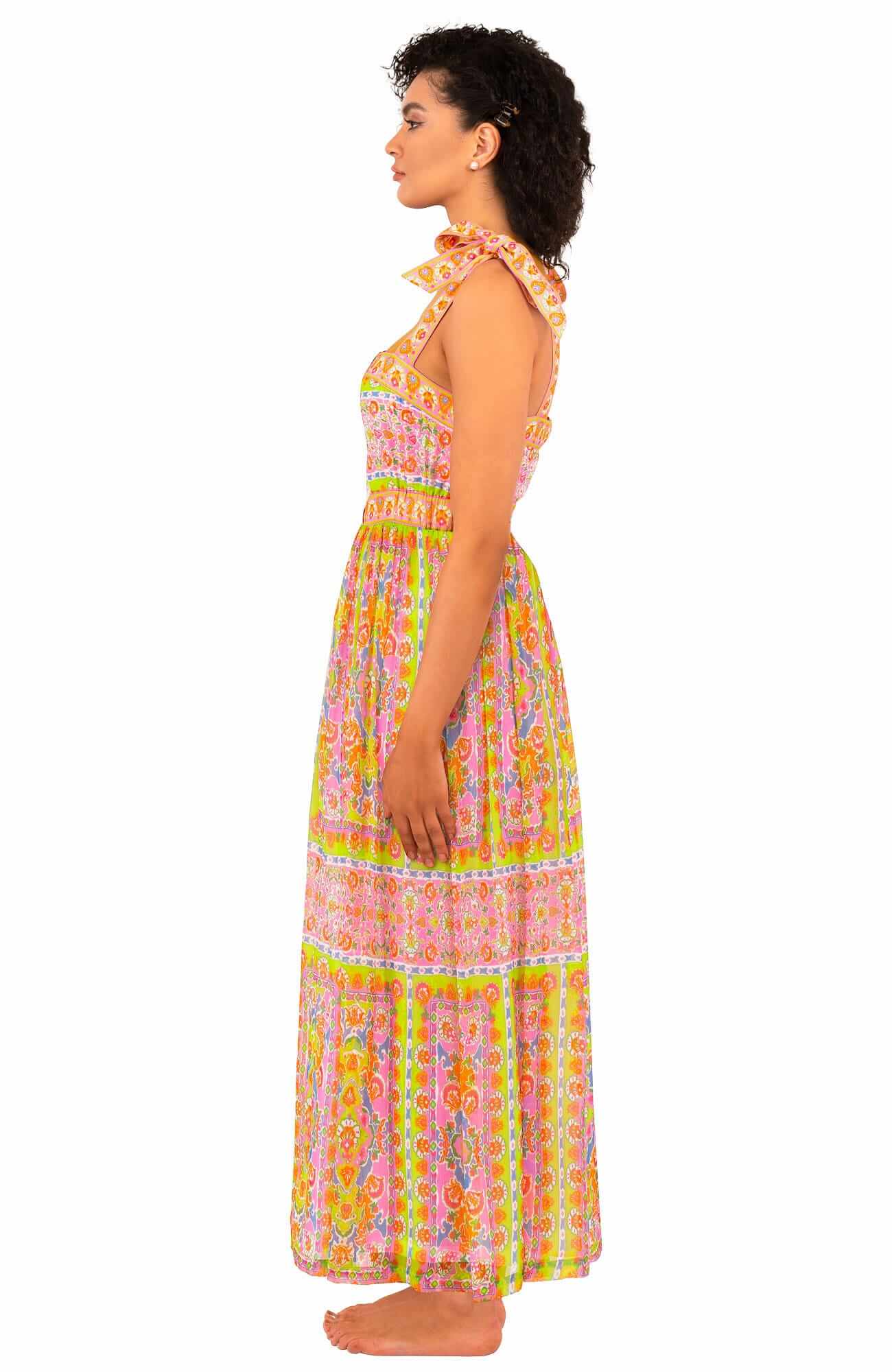 Fun In The Sun Dress - Watteau - Final Sale Pink Lime