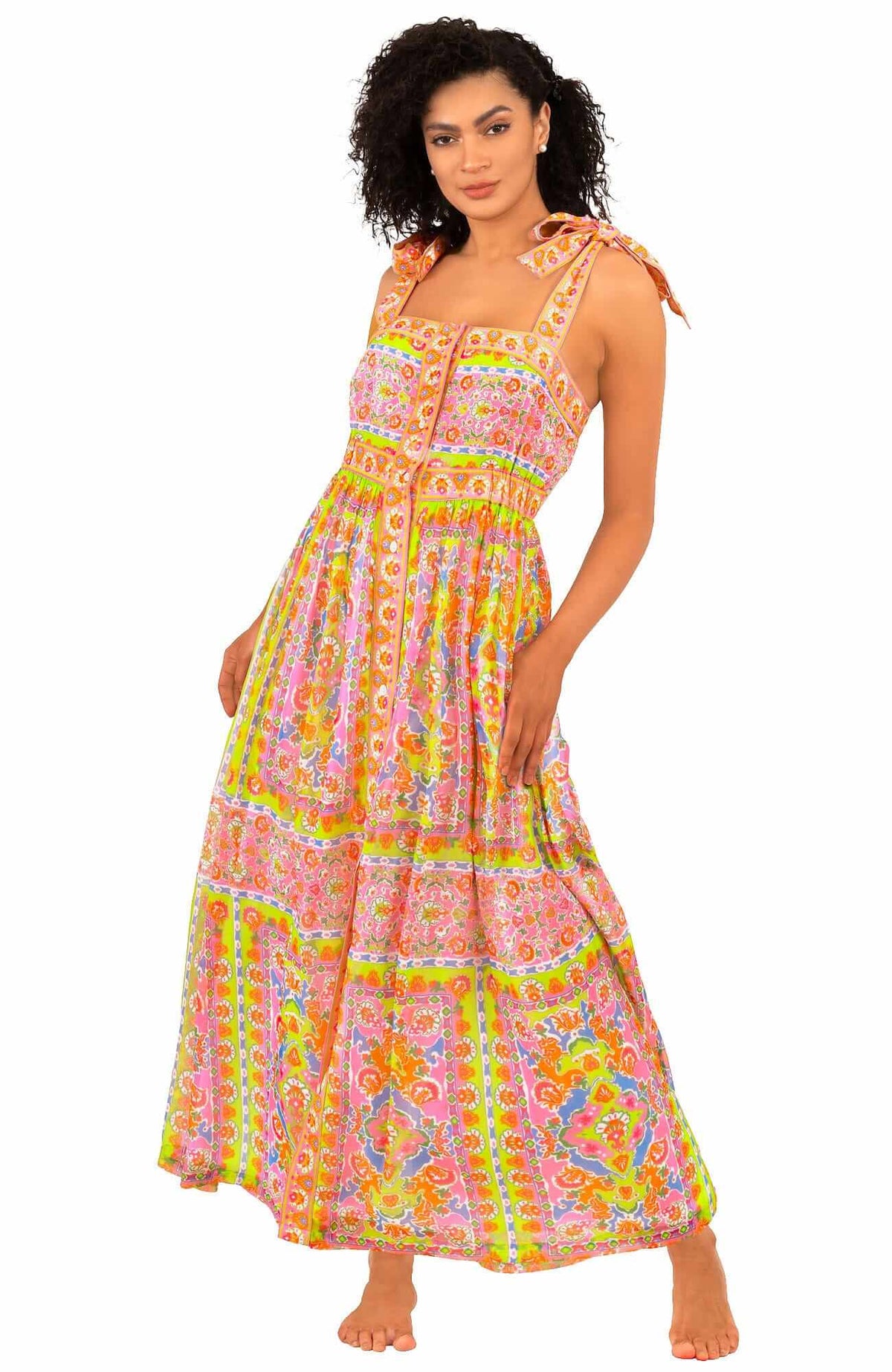 Fun In The Sun Dress - Watteau - Final Sale Pink Lime