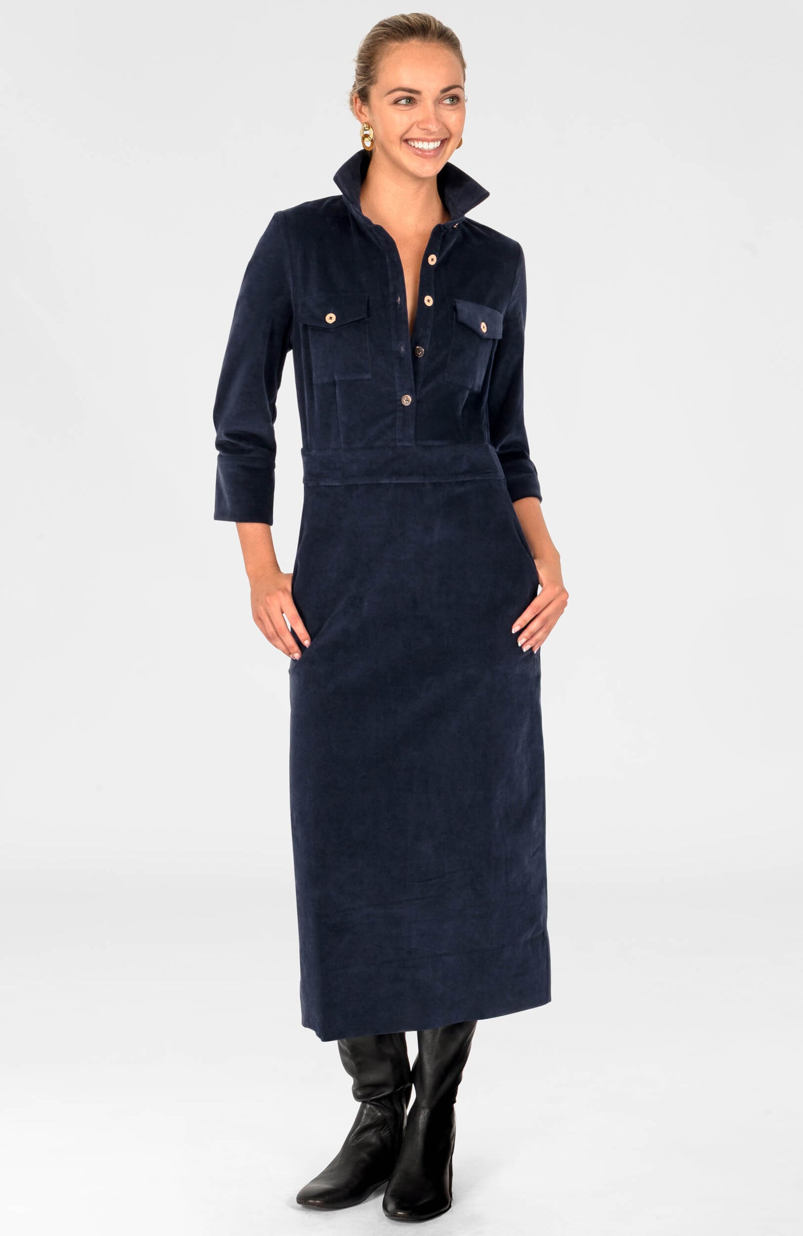 Shake It Up Dress - Corduroy Navy