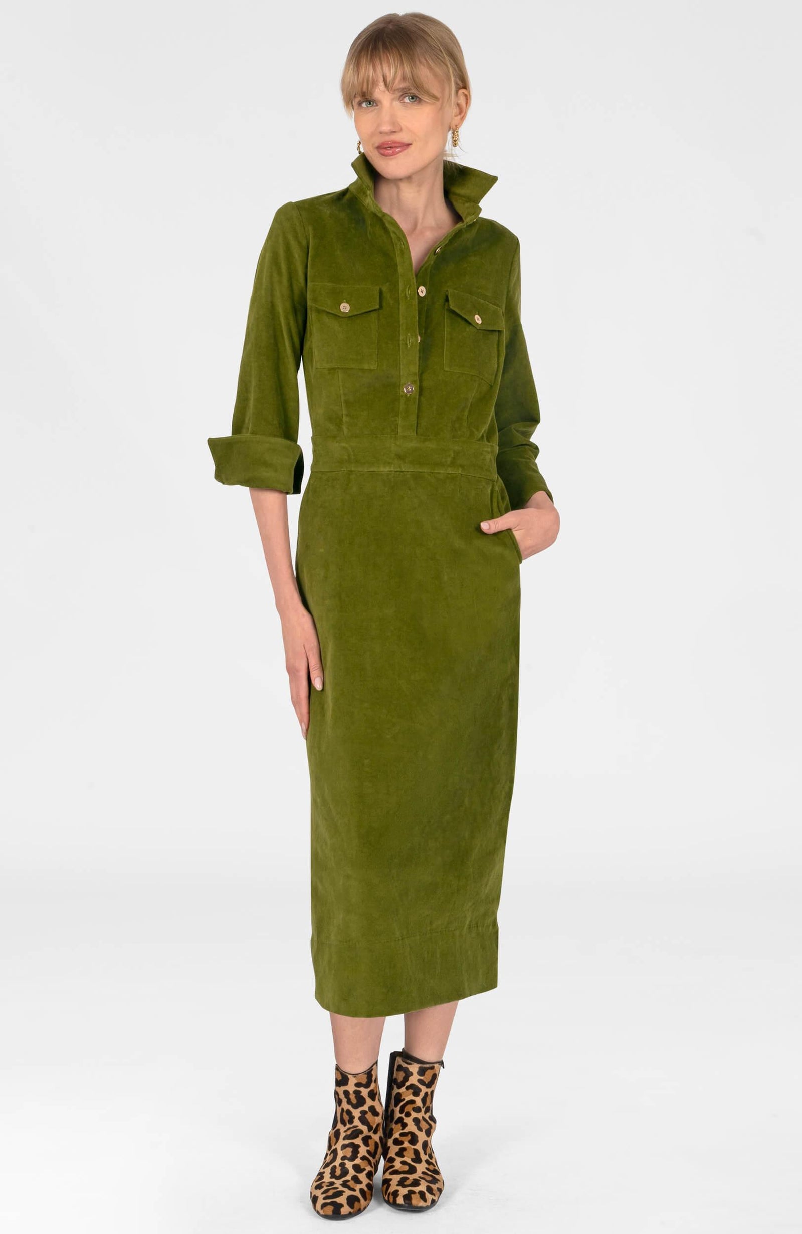 Shake It Up Dress - Corduroy Olive