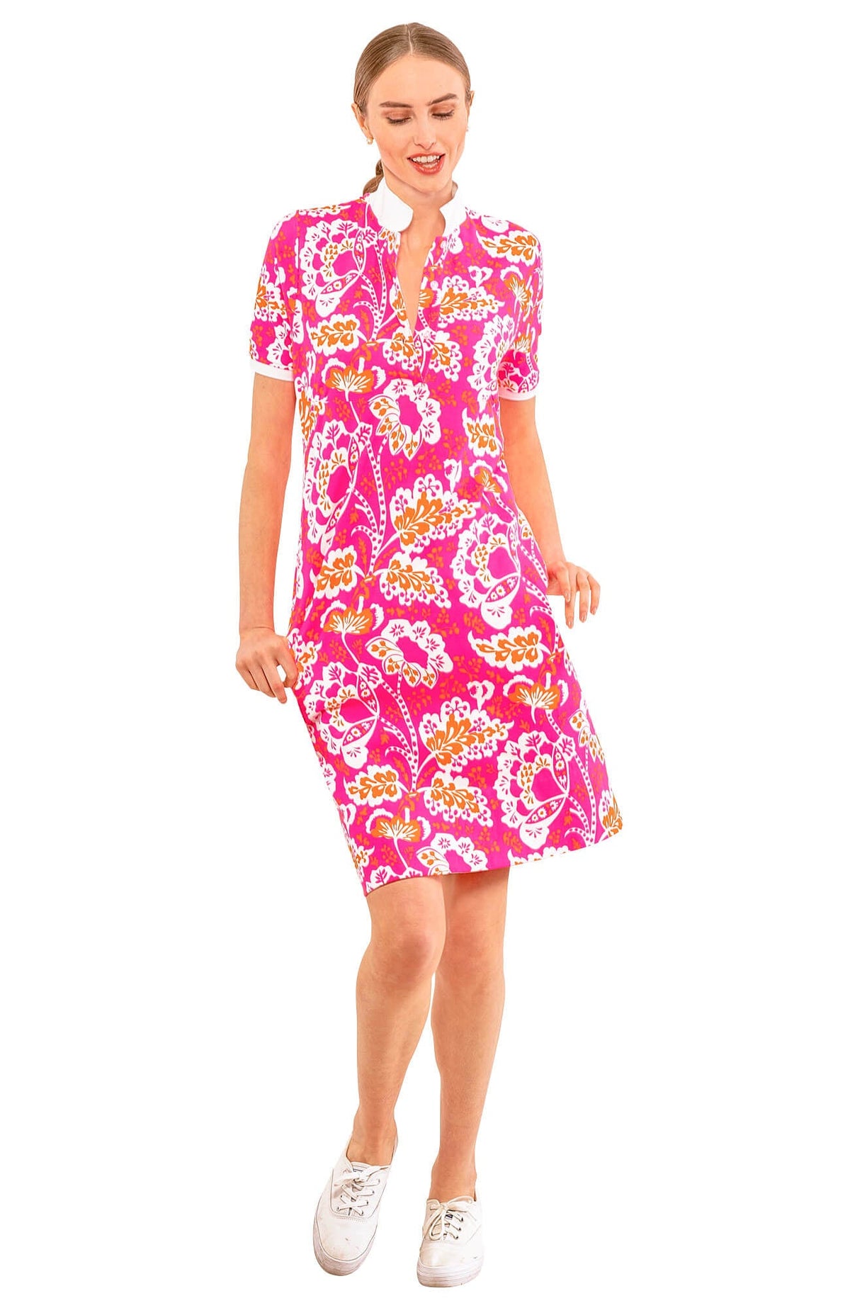 Pique Serve it Up Dress - Flora Pink Orange