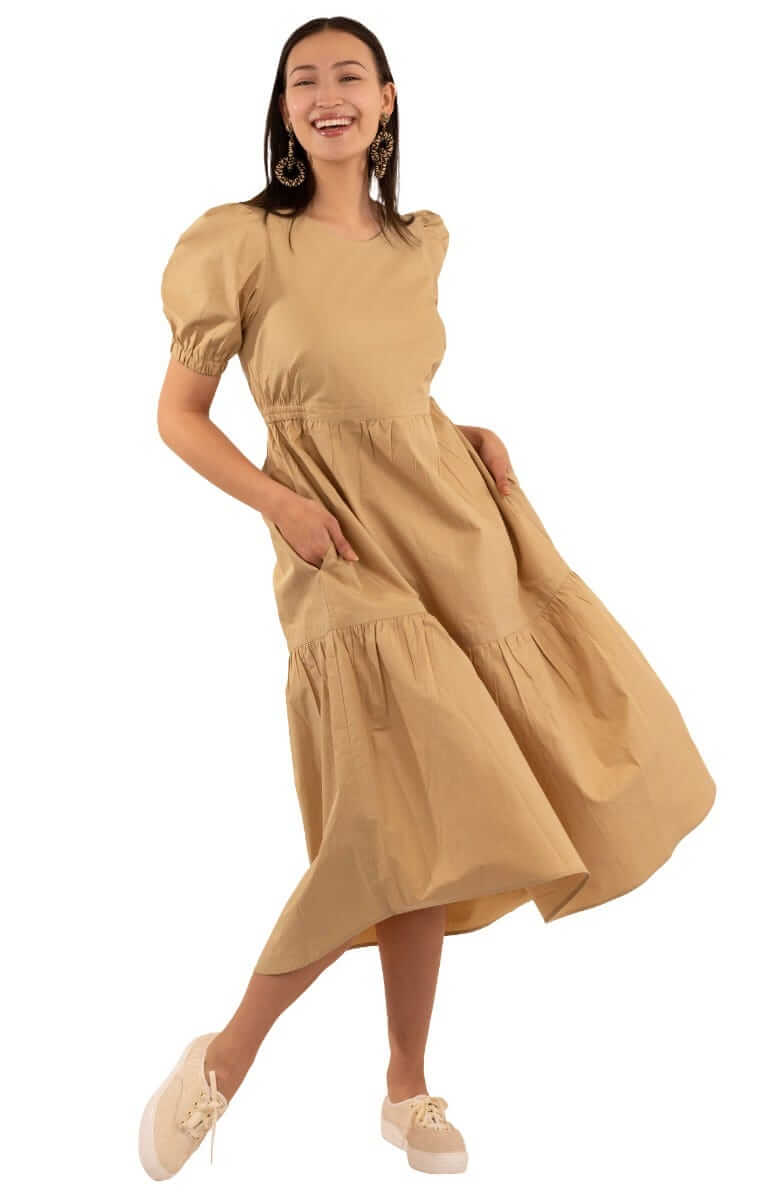 Frolic Dress - Solid - Final Sale Khaki