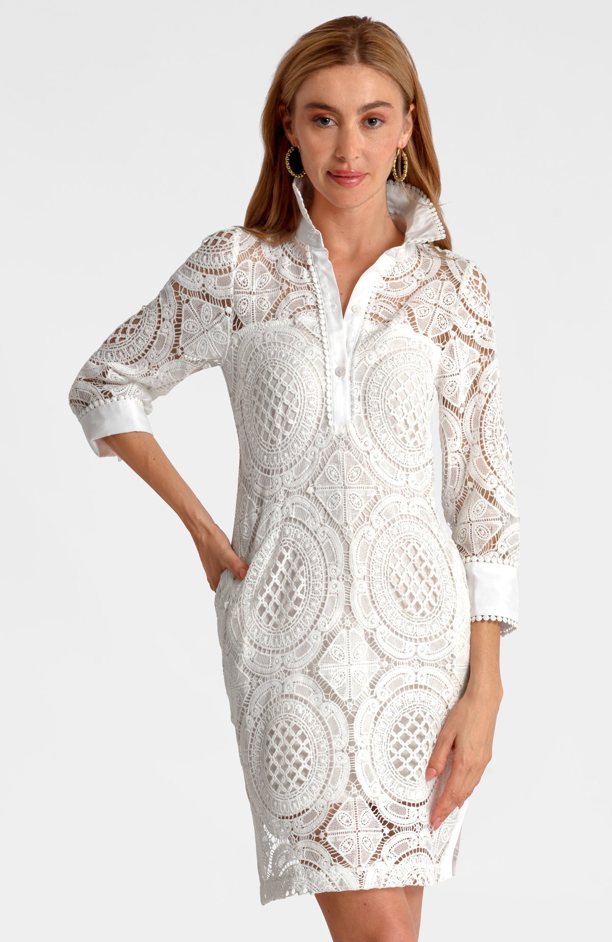 Shirt Tail Dress - Looking Glass White