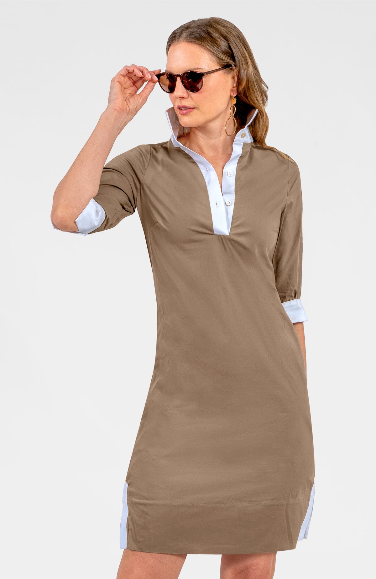 Shirt Tail Dress - Solid Khaki