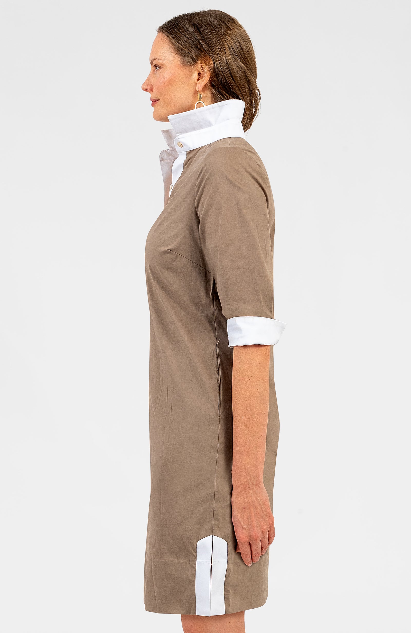 Shirt Tail Dress - Solid Khaki