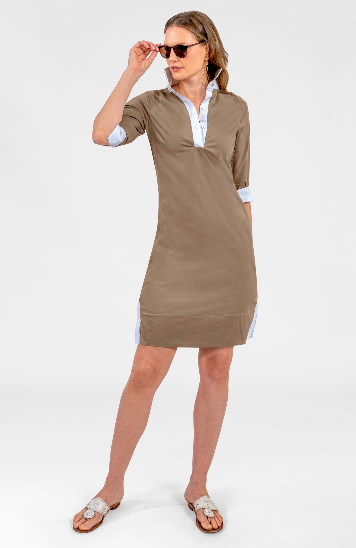 Shirt Tail Dress - Solid Khaki
