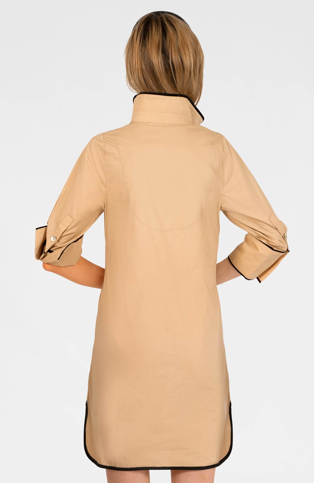 Shirt Tails Short Dress Cotton Khaki Black