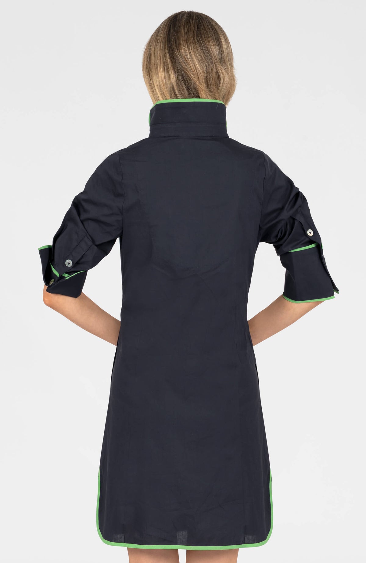 Shirt Tails Short Dress Cotton Navy Kelly