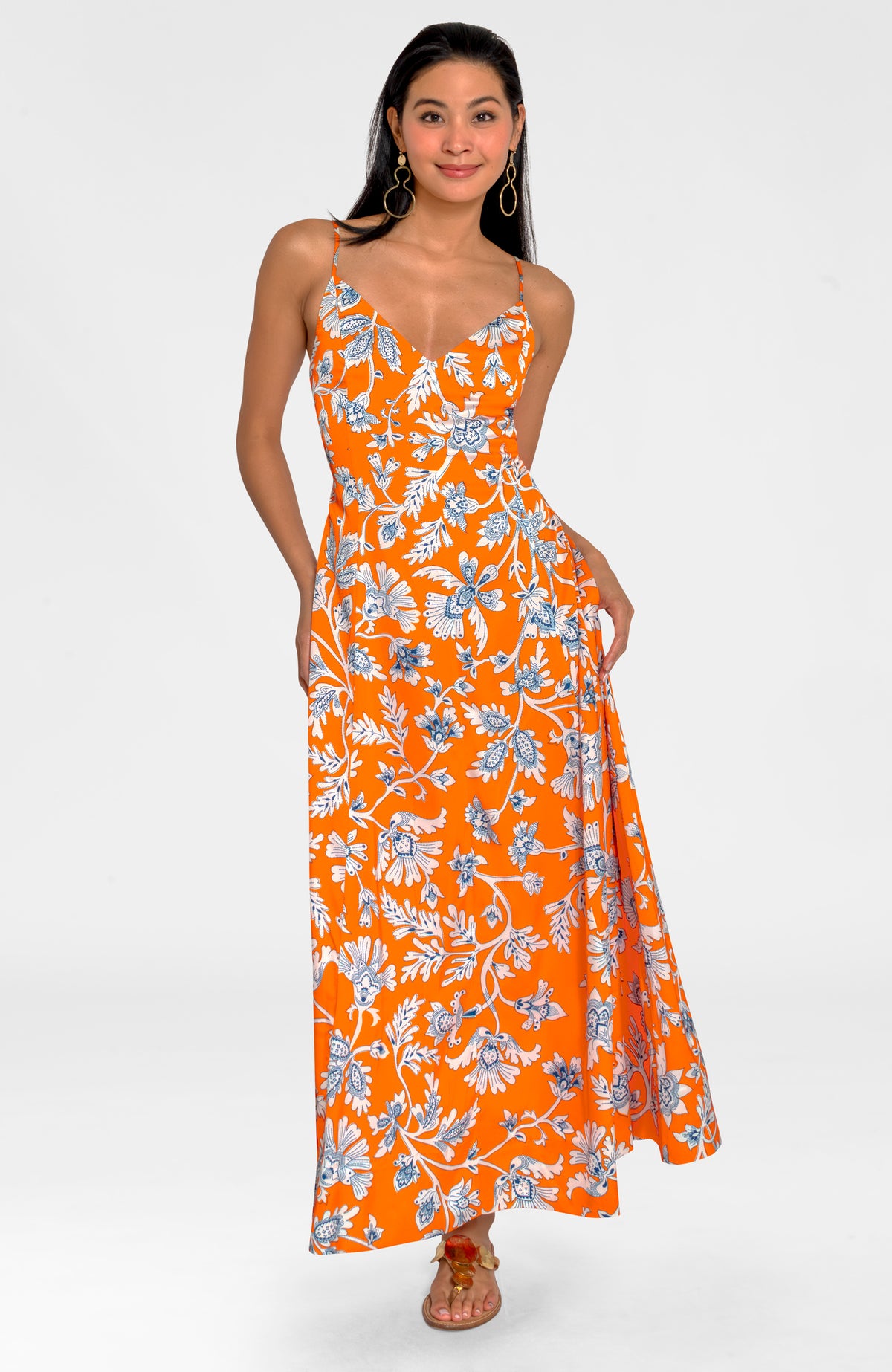 Sway &amp; Twirl Maxi Dress- Stunning Stippling Orange