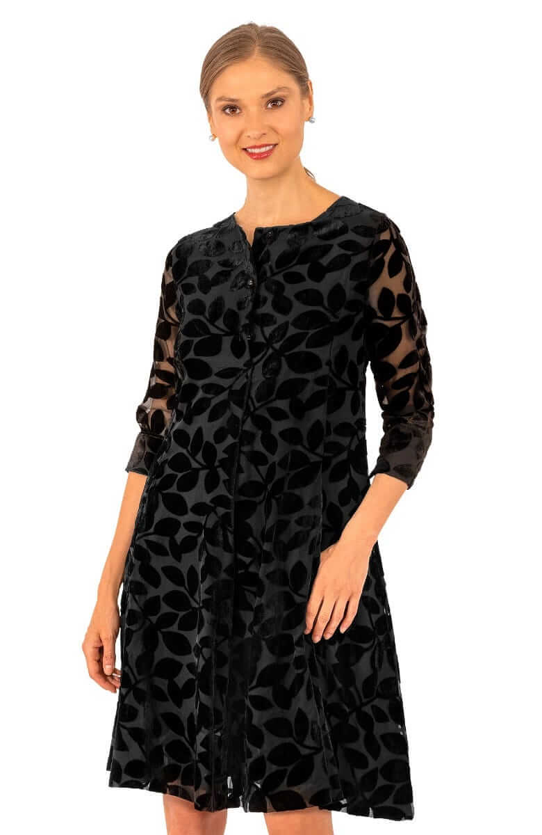 Ursula Dress - Luxe Leaf Velvet Black