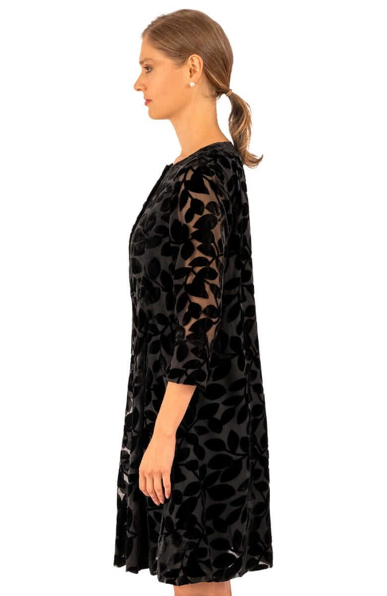 Ursula Dress - Luxe Leaf Velvet Black