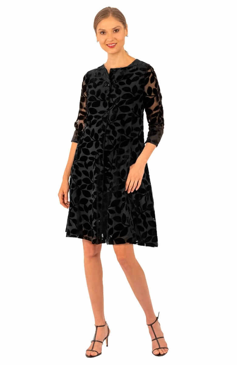 Ursula Dress - Luxe Leaf Velvet Black