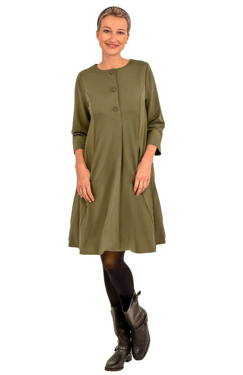 Ponte Ursula Dress - Uptown Girl Olive