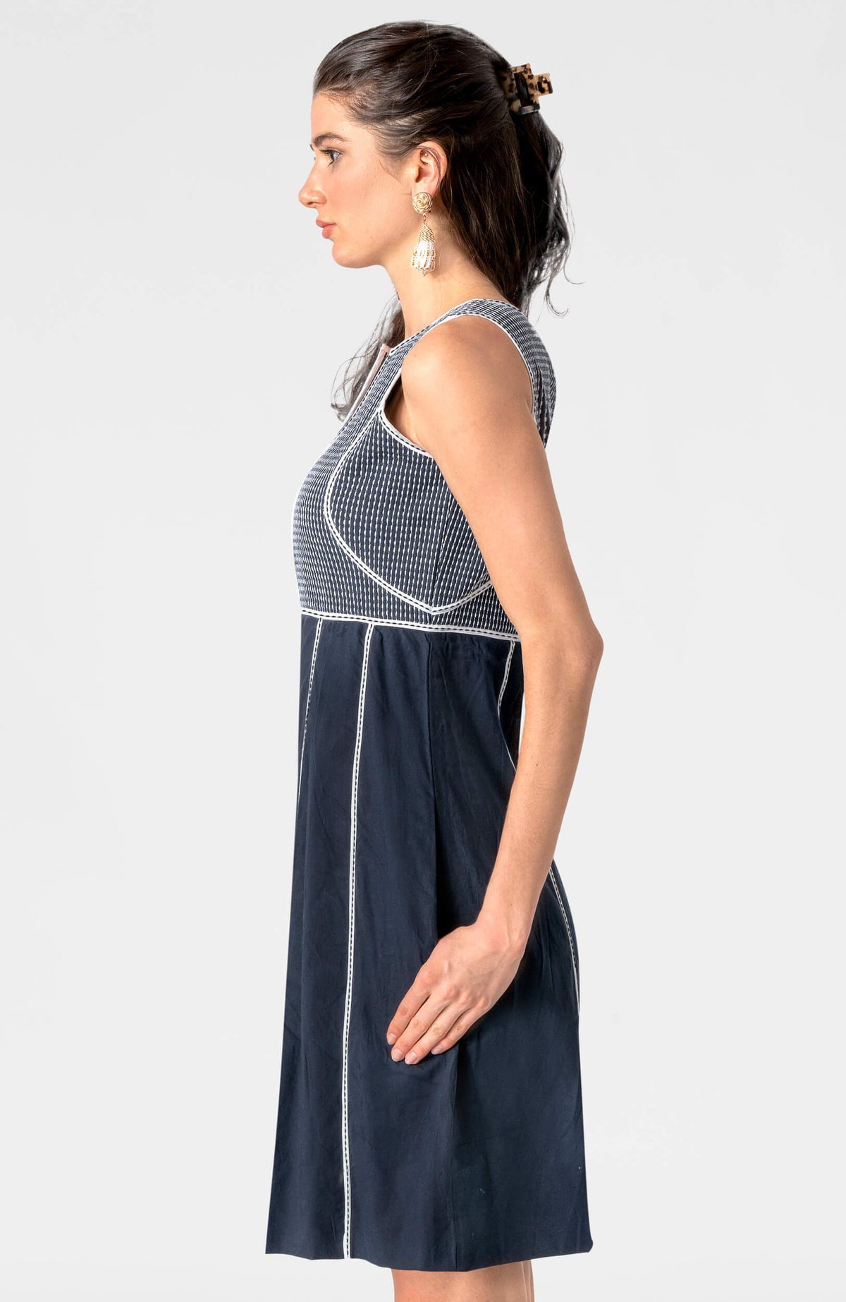 Trapunto Tango Dress (Pre-Order) Navy White