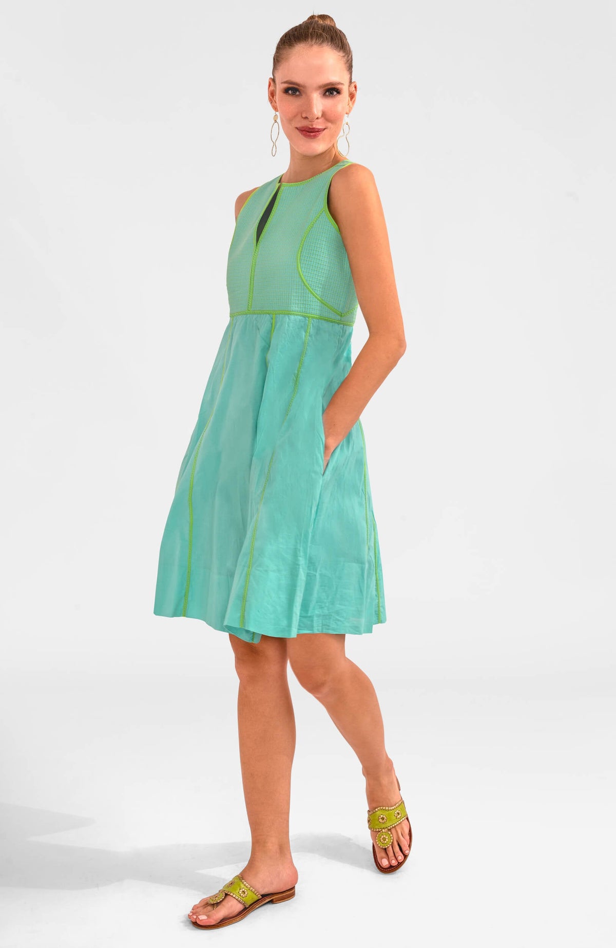 Trapunto Tango Dress Turq Lime