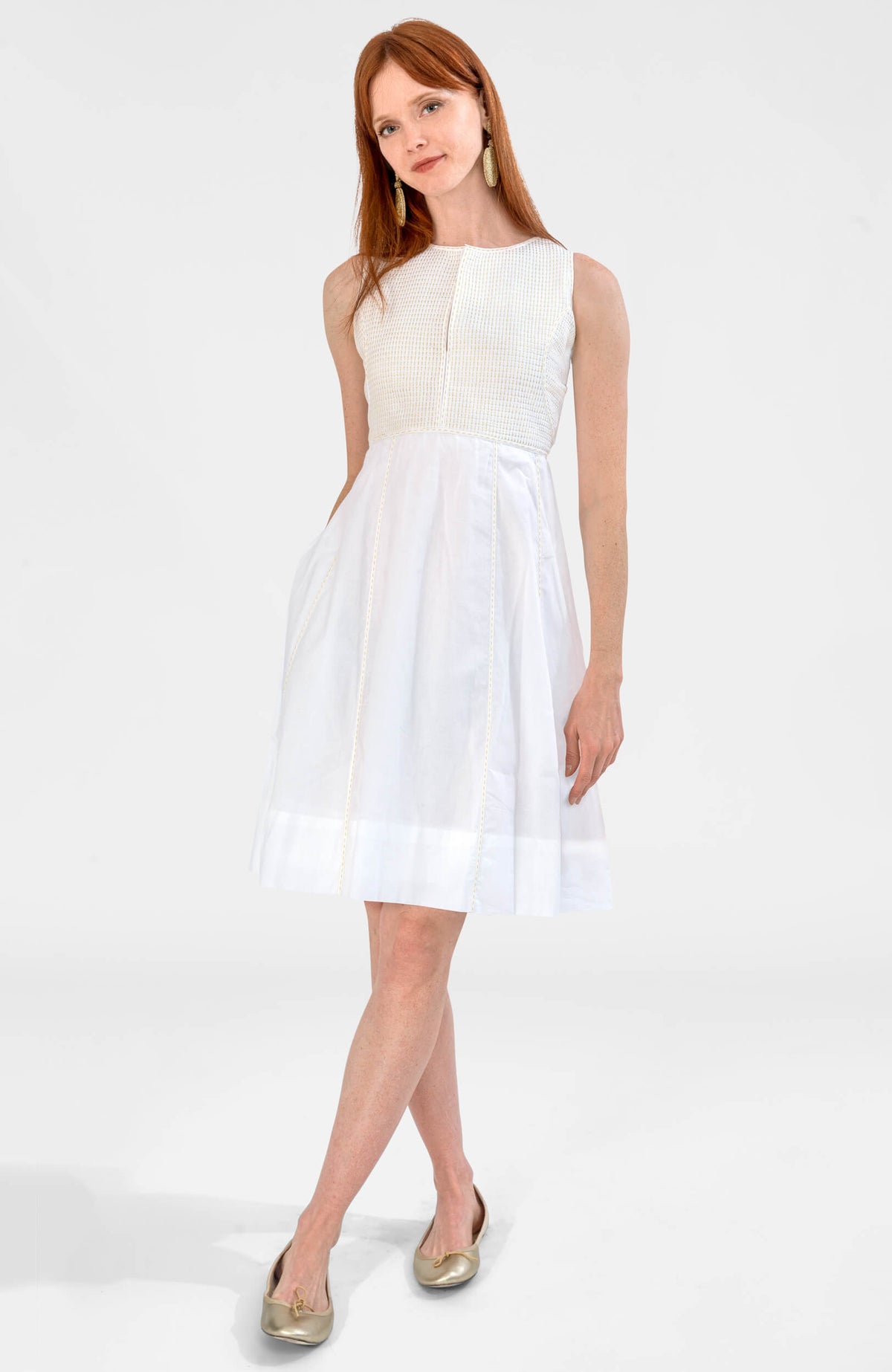 Trapunto Tango Dress (Pre-Order) White Gold