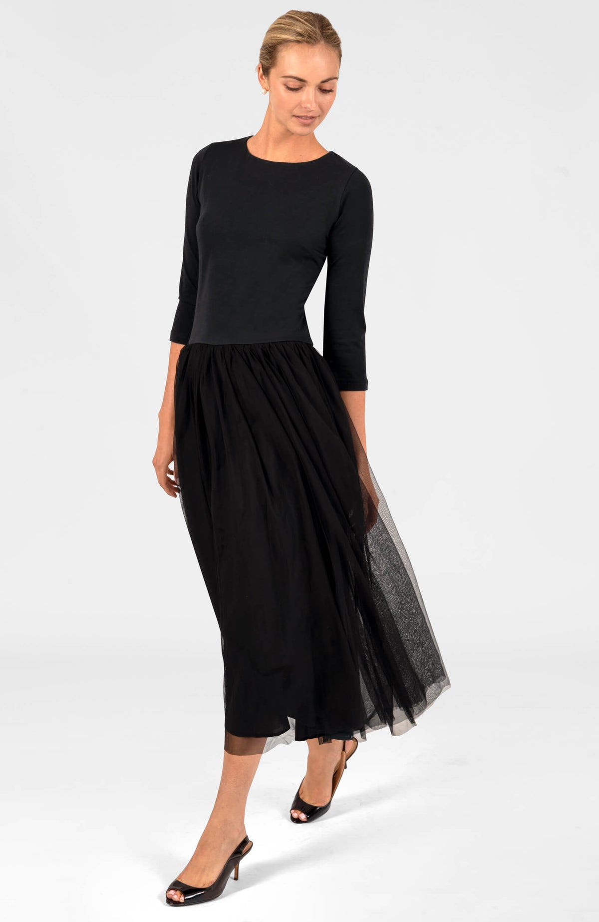 TuTu Tulle 3/4 Sleeve - Long Dress