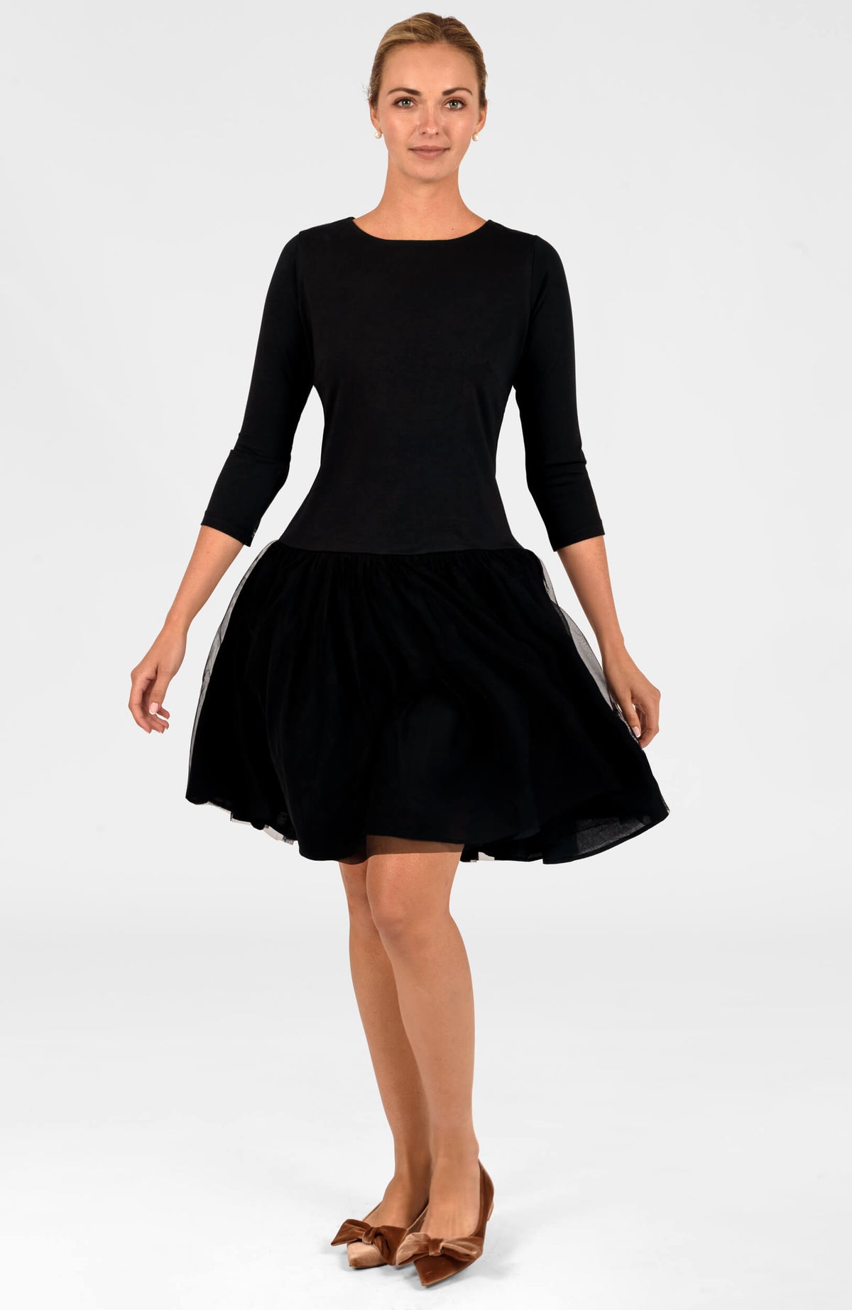 TuTu Tulle 3/4 Sleeve - Short Dress Black
