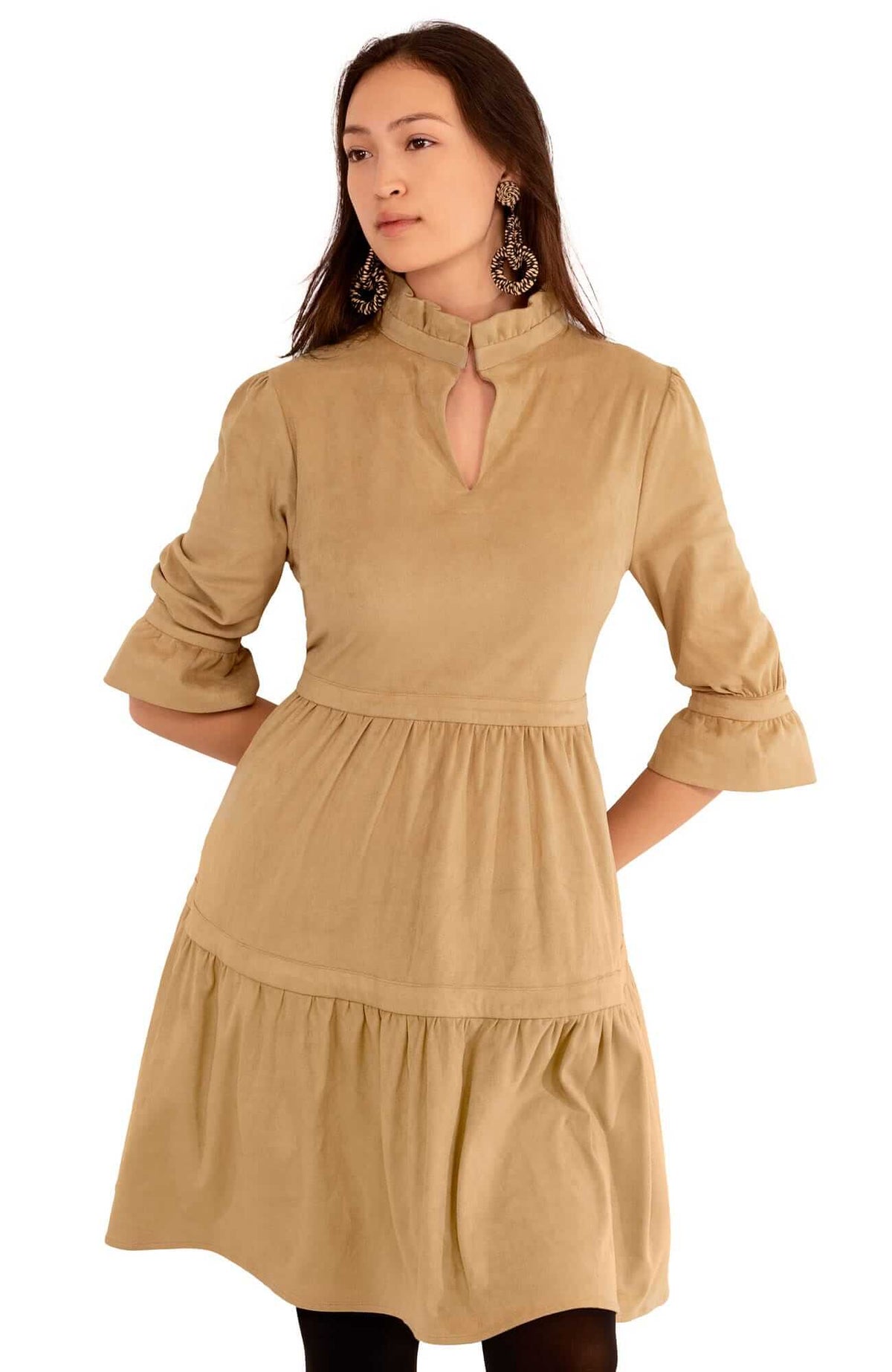 Ultra Suede Teardrop Dress - Final Sale Beige