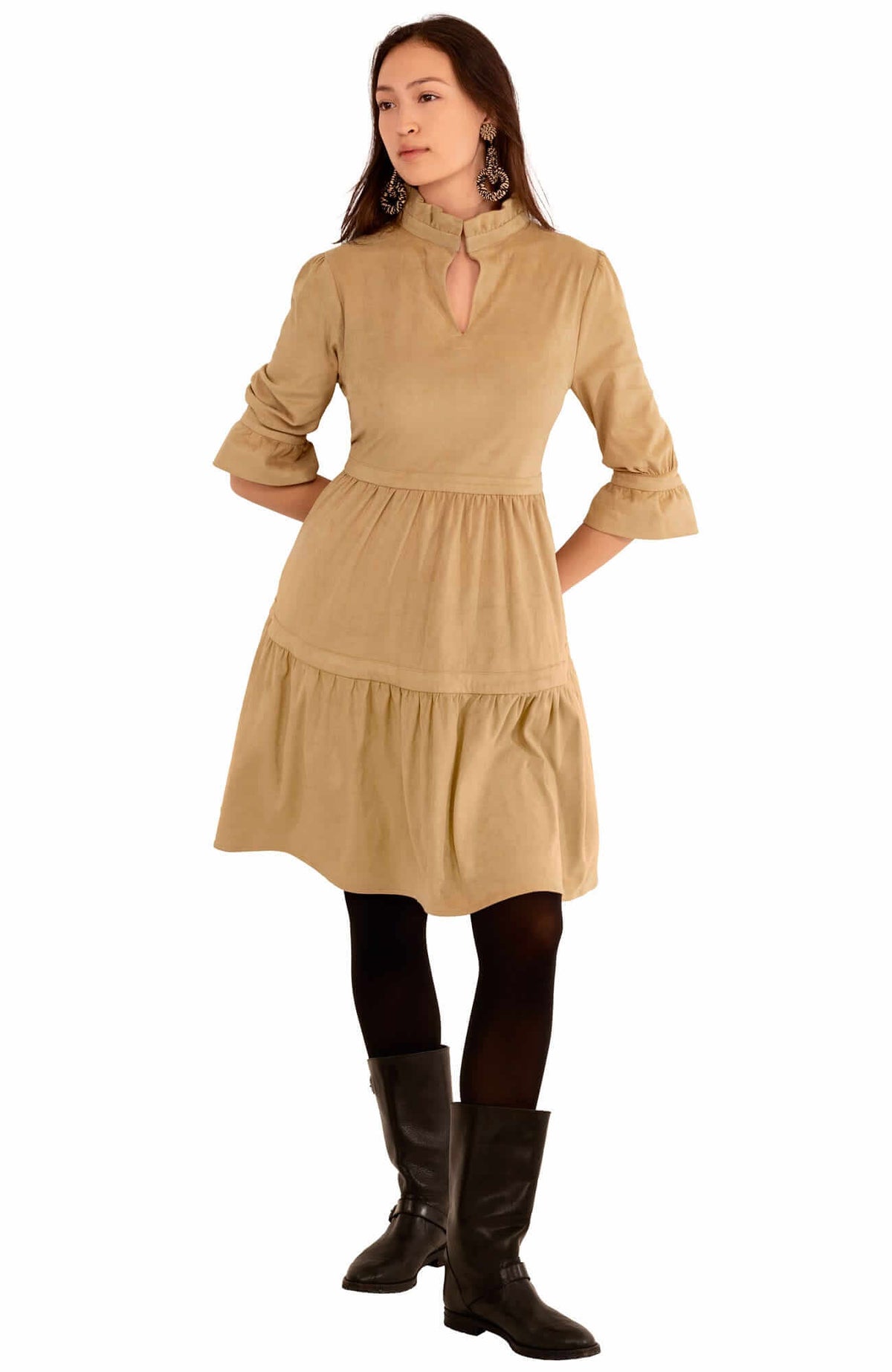 Ultra Suede Teardrop Dress - Final Sale Beige