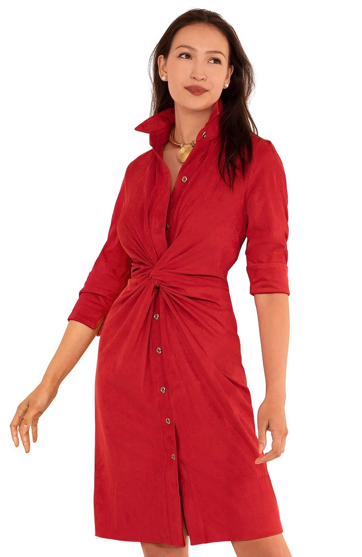 Ultra Suede Twist &amp; Shout Dress - Final Sale Red