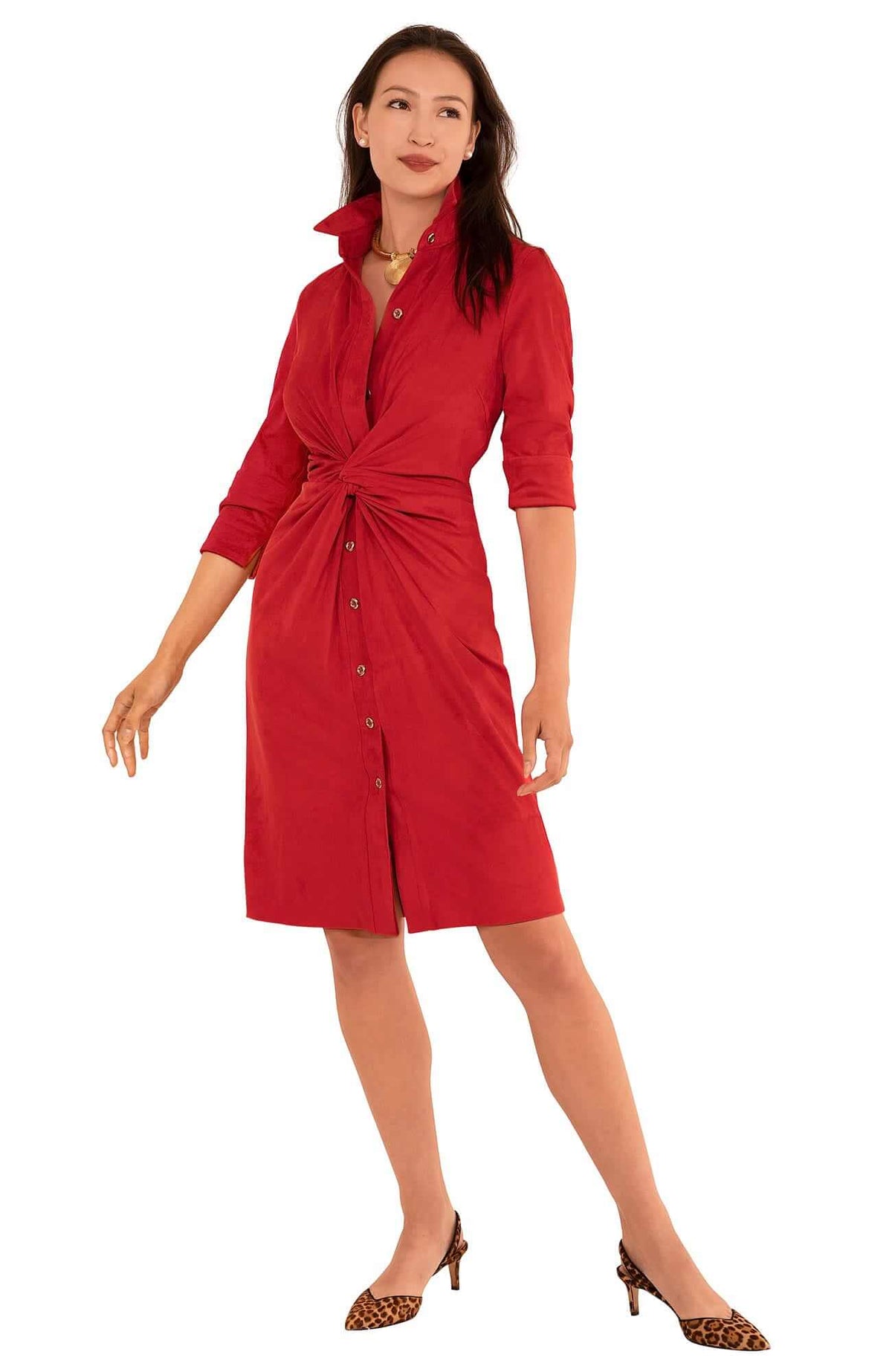 Ultra Suede Twist &amp; Shout Dress - Final Sale Red