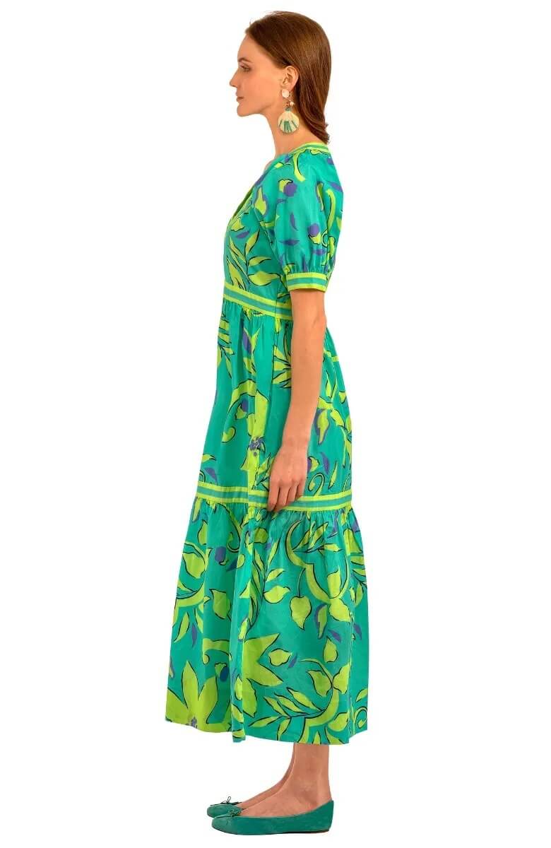 Viviers Dress - Full Bloom Turquoise