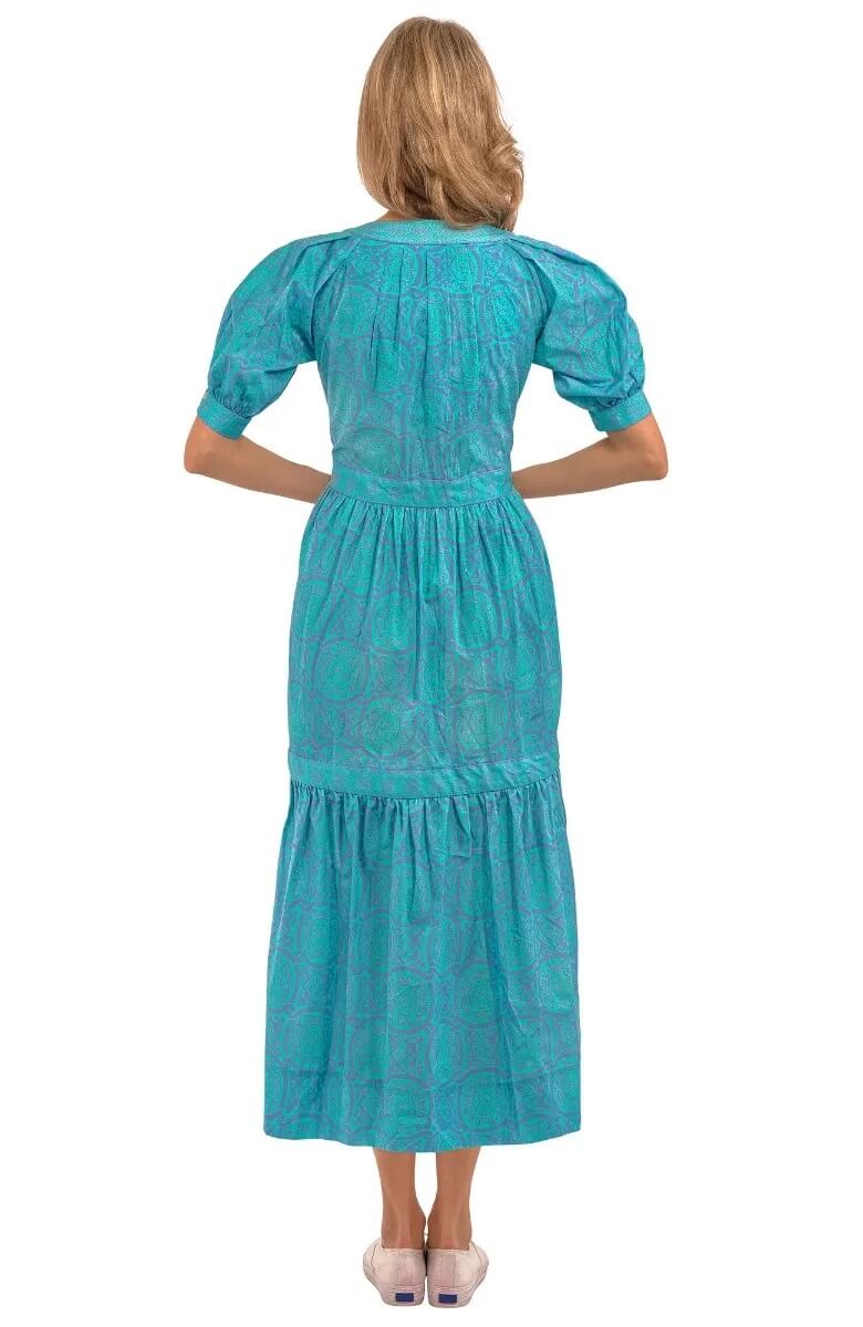 Viviers Dress - Sultan&#39;s Dining Room - Final Sale Turquoise Peri