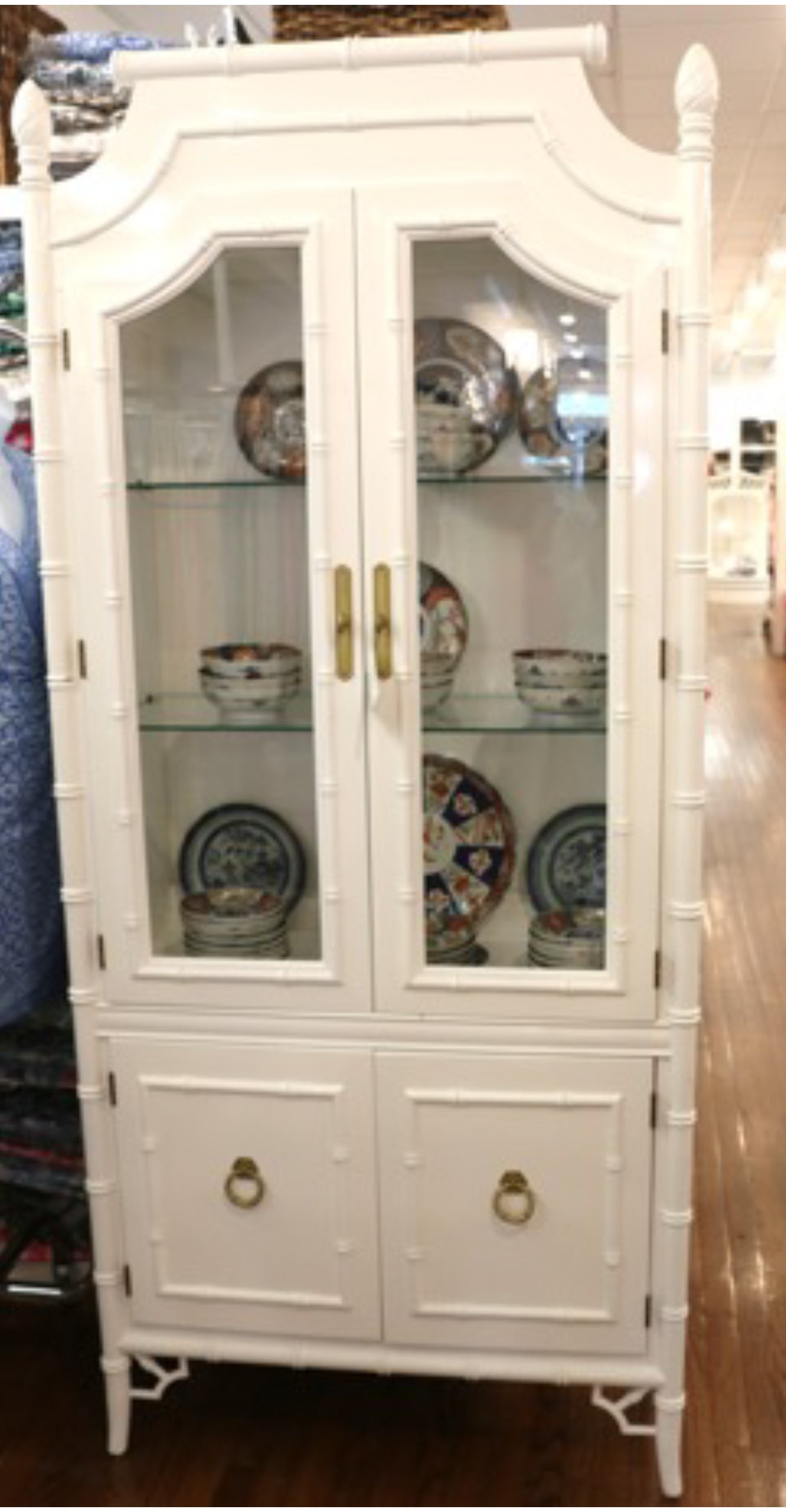 Fretwork Faux Bamboo China Cabinet