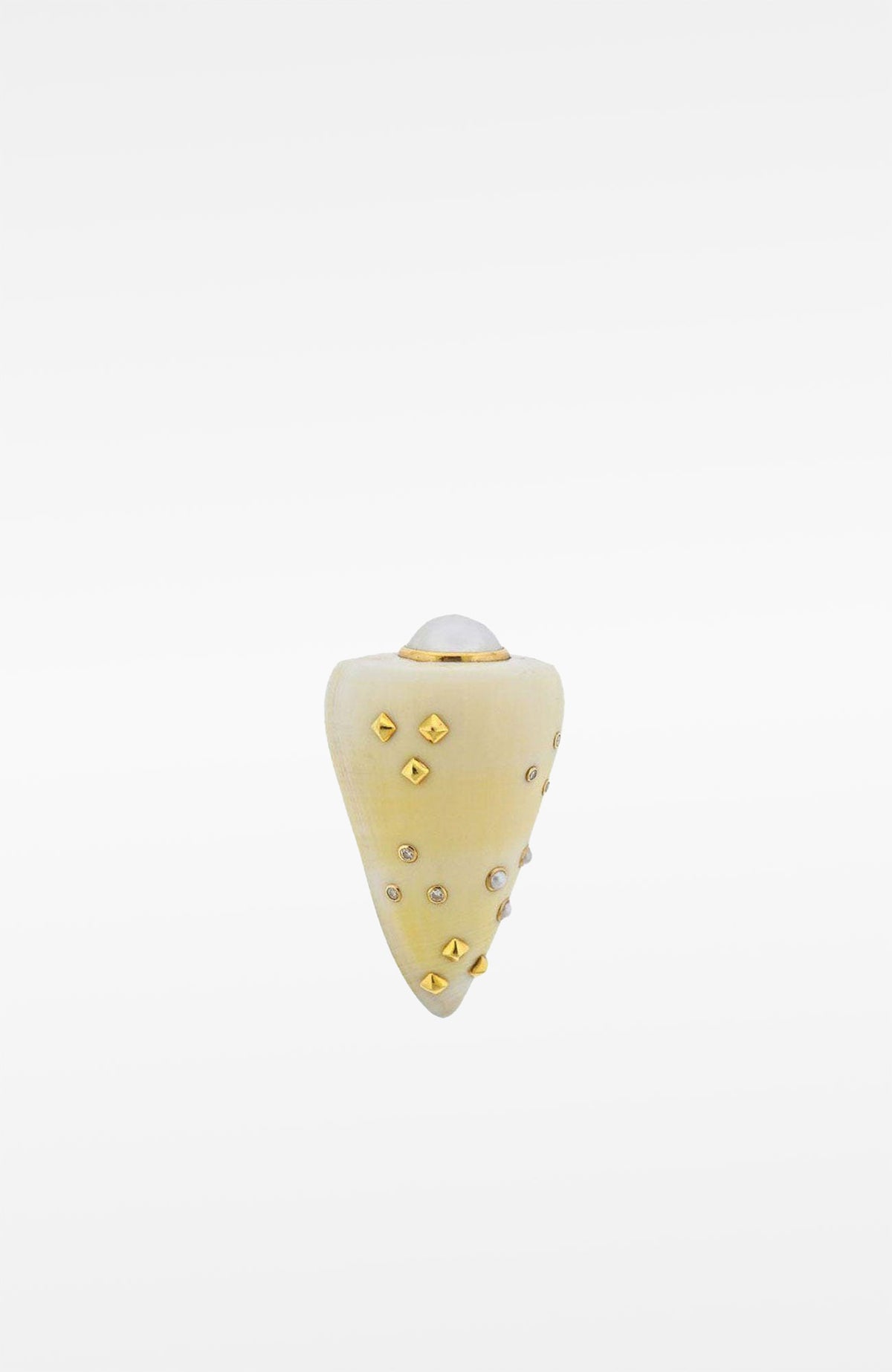 Trianon 14k Gold Diamond Pearl Shell Brooch