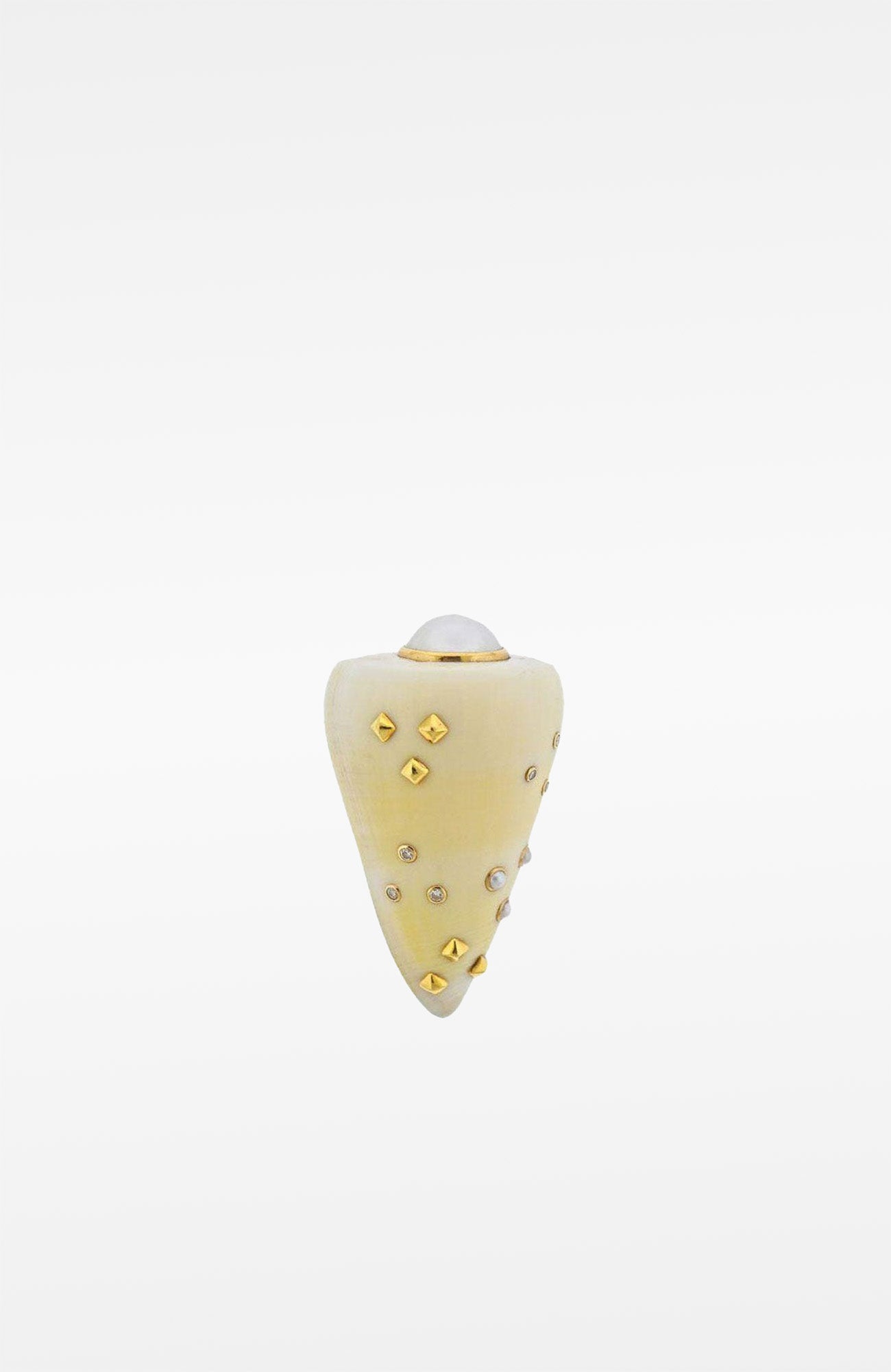 Trianon 14k Gold Diamond Pearl Shell Brooch