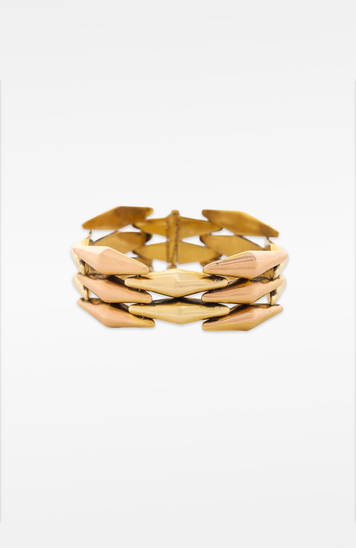 14k Gold Mossalone 1940's Bullet Bracelet