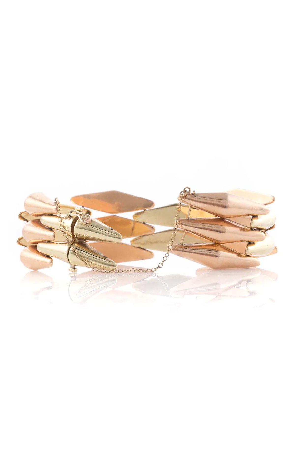 14k Gold Mossalone 1940's Bullet Bracelet