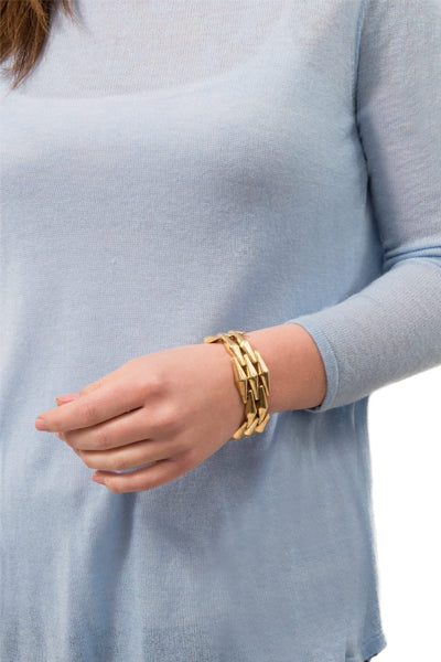14k Gold Mossalone 1940's Bullet Bracelet