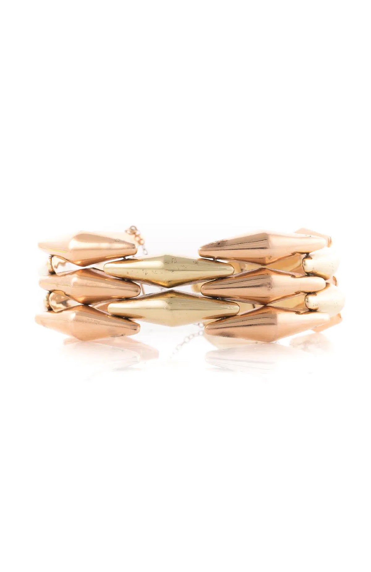 14k Gold Mossalone 1940's Bullet Bracelet