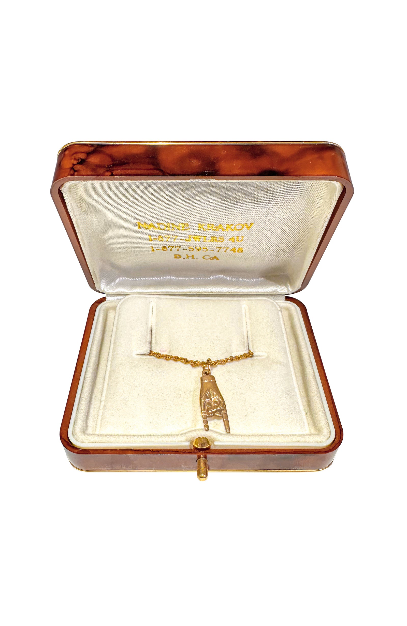 14K Gold Hand Gesture/Ward Off Pendant And Chain Necklace Gold