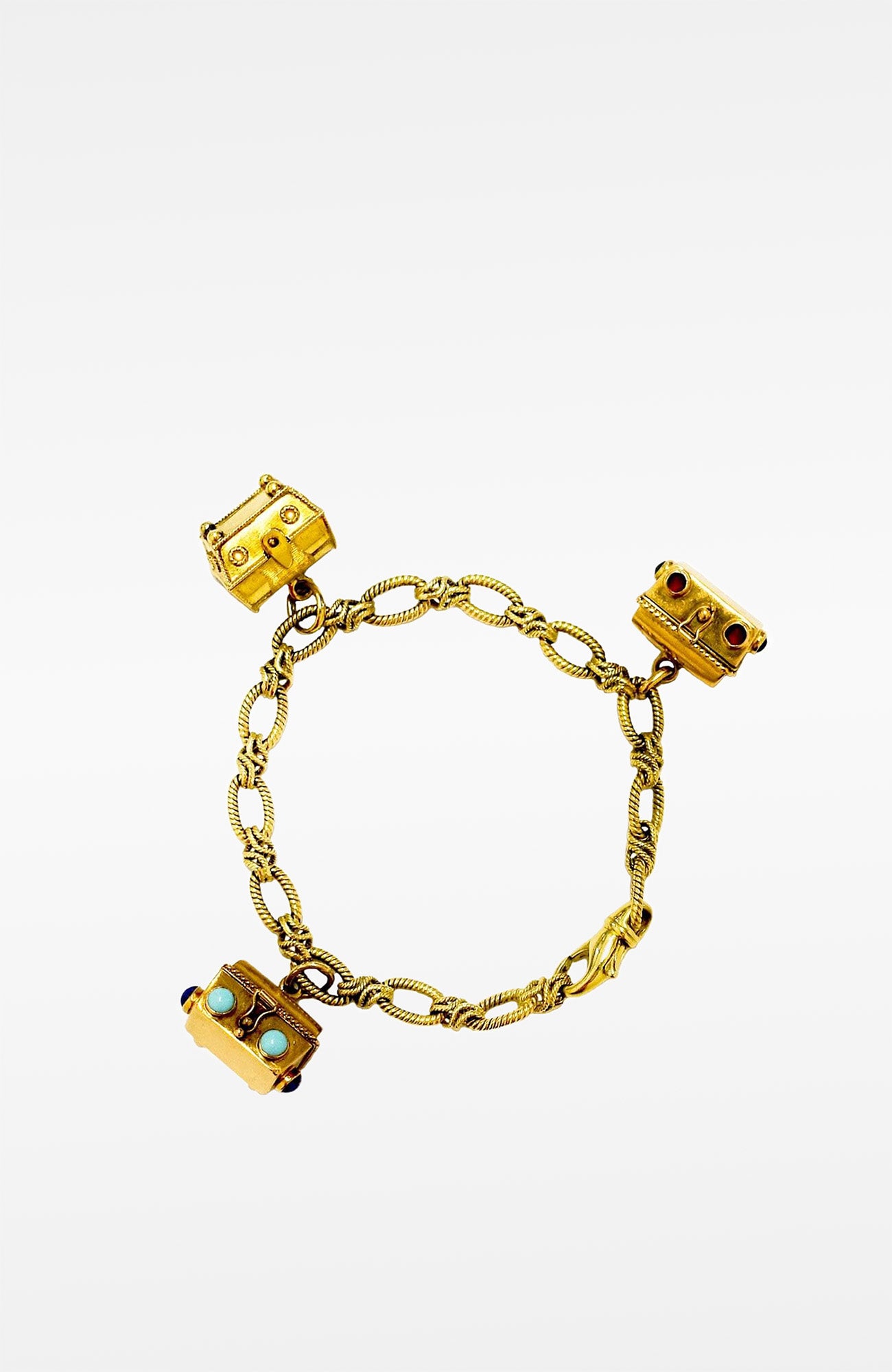 18k Gold Treasure Chest Charm Bracelet