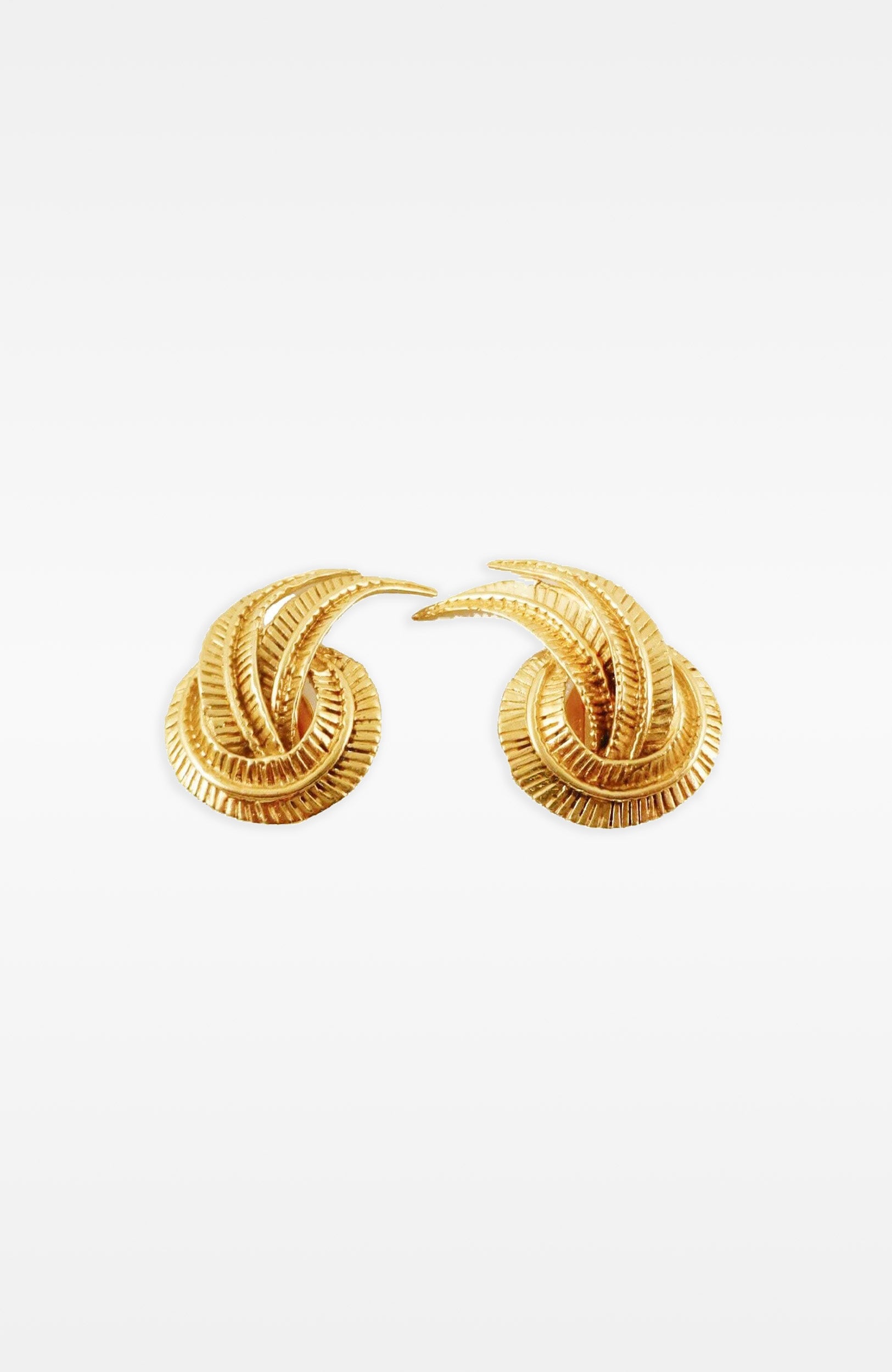 14k Gold Deco Leaf Earrings