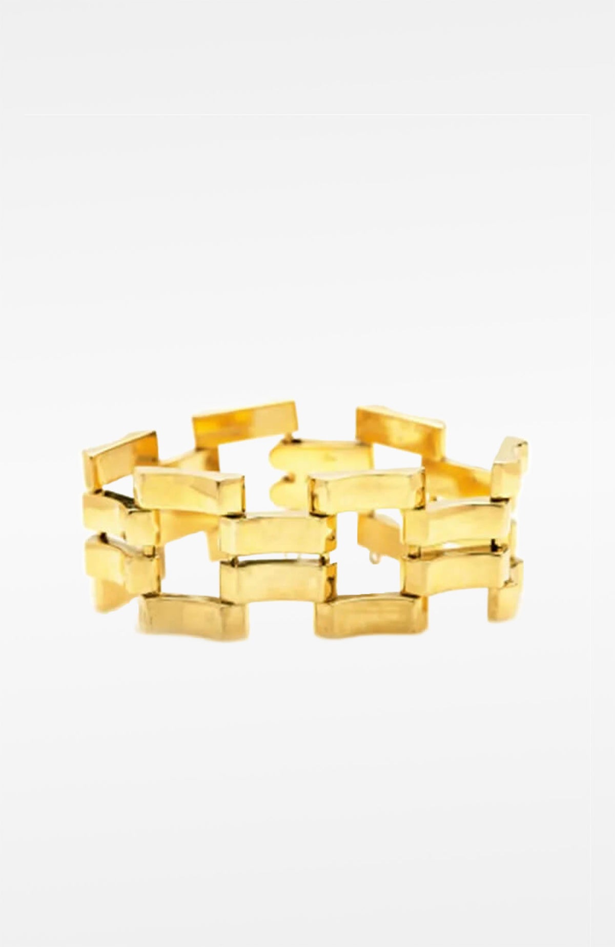 14k Gold Mossalone Wide Ribbon Link Bracelet