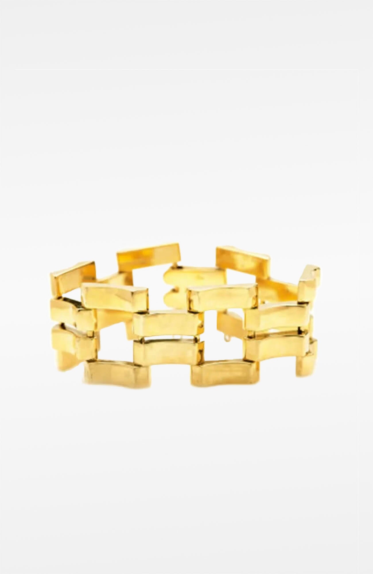 14k Gold Mossalone Wide Ribbon Link Bracelet