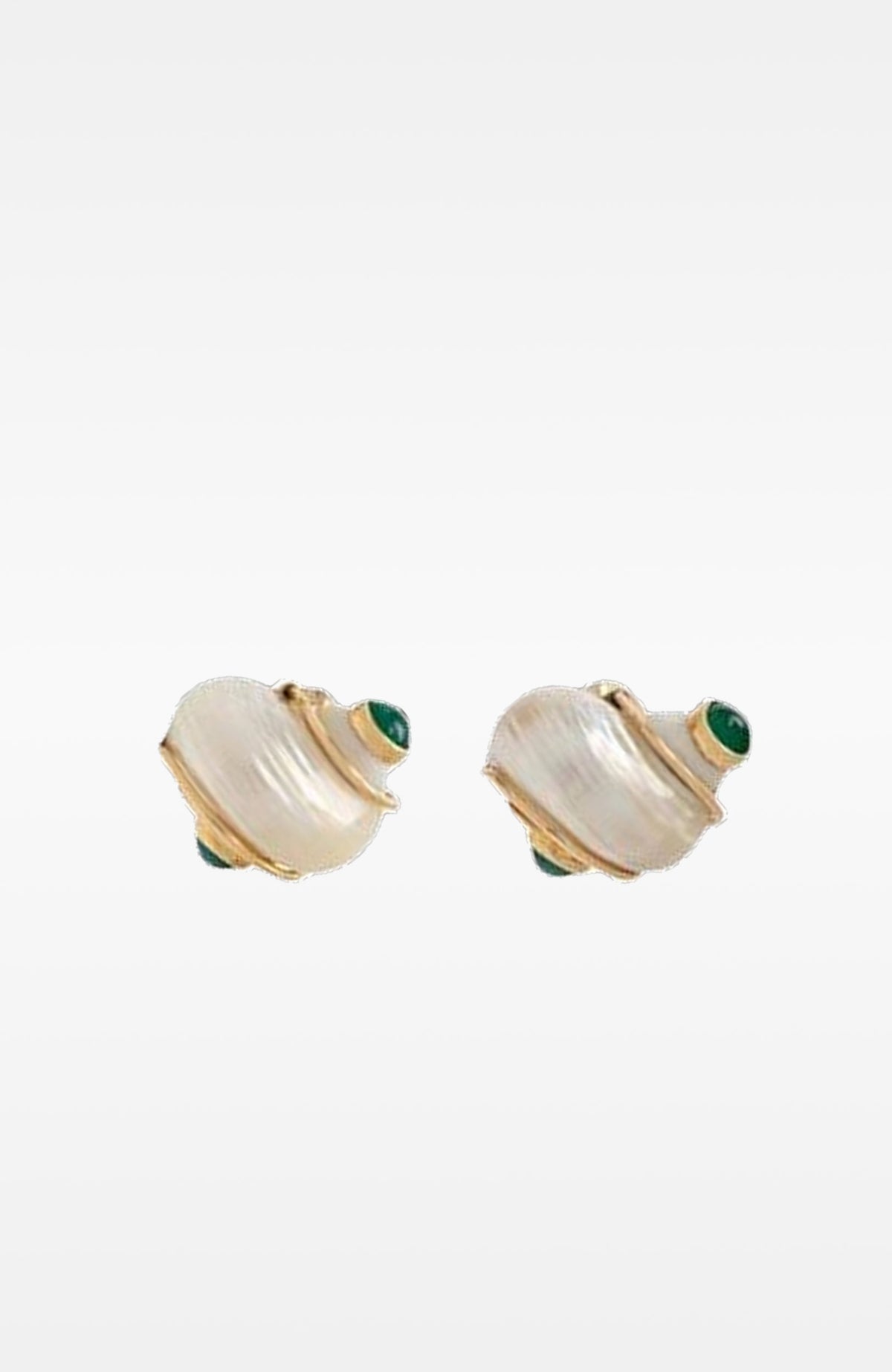 14K Green Onyx Shell Ear Clips